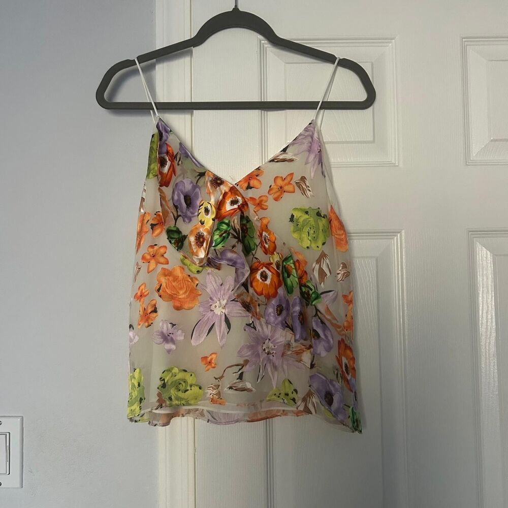 $385 Alice + Olivia Floral Silk Lined  Tank Top S - Picture 2 of 6
